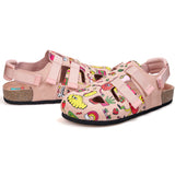 Load image into Gallery viewer, JOY&amp;MARIO Women’s Slip-On Printed Cow Suede Birken Shoes in Pink-77256W