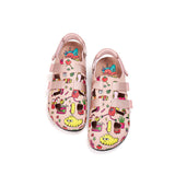 JOY&MARIO Women’s Slip-On Printed Cow Suede Birken Shoes in Pink-77256W