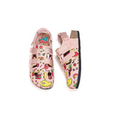 JOY&MARIO Women’s Slip-On Printed Cow Suede Birken Shoes in Pink-77256W