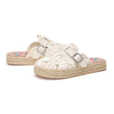 Handmade Women’s  Slip-On Espadrille Lace Loafers-05657W