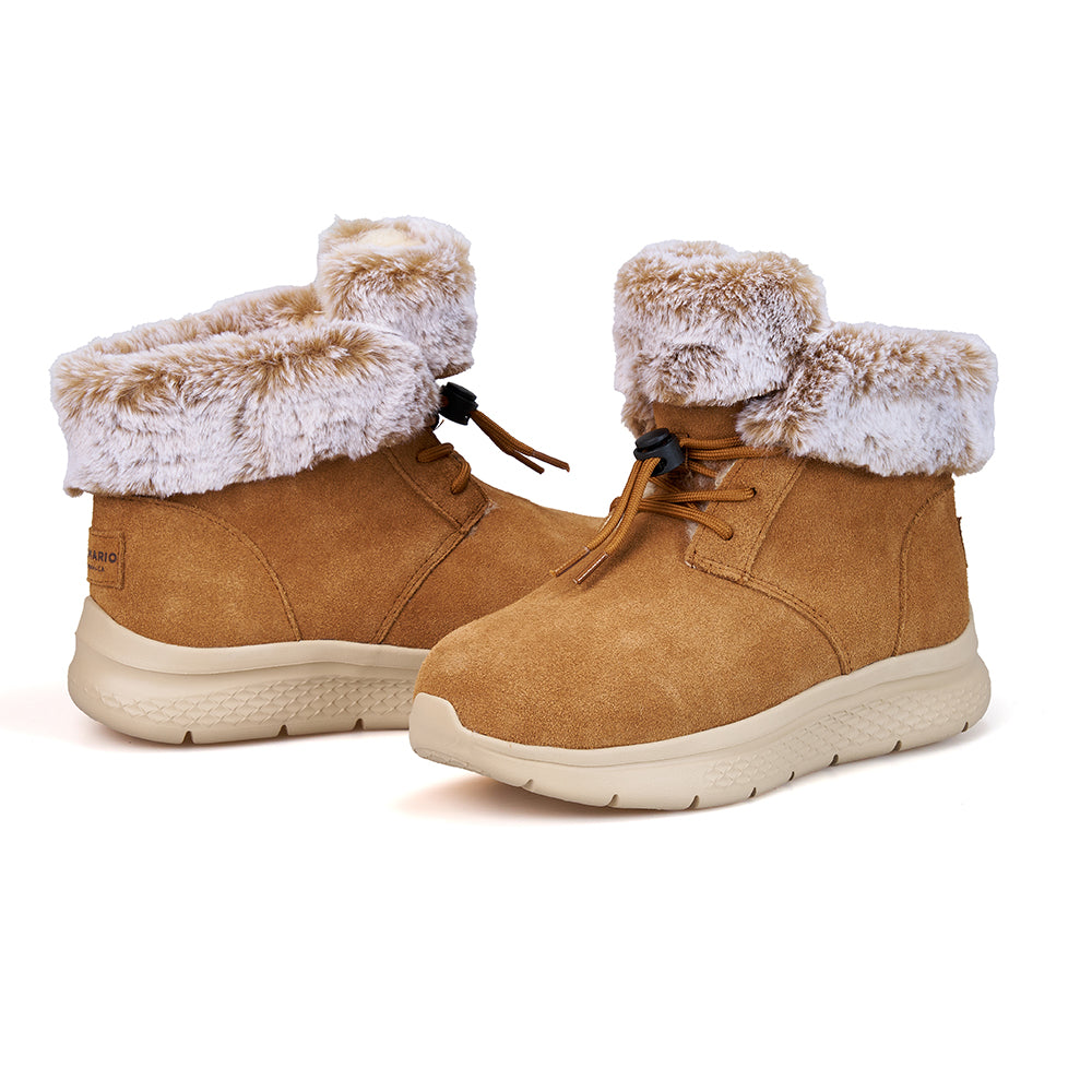 JOY&MARIO Women's Leather Slip-on Boots in Camel-78582W