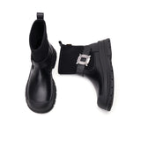 Load image into Gallery viewer, JOY&amp;MARIO Women&#39;s Action Leather Slip-on Boots in Black-65585W