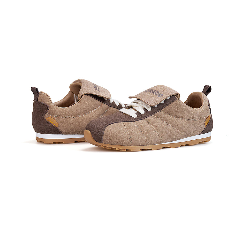 JOY&MARIO Women’s Lace-up Slip-on Cow Suede Apricot Sneaker-73132W