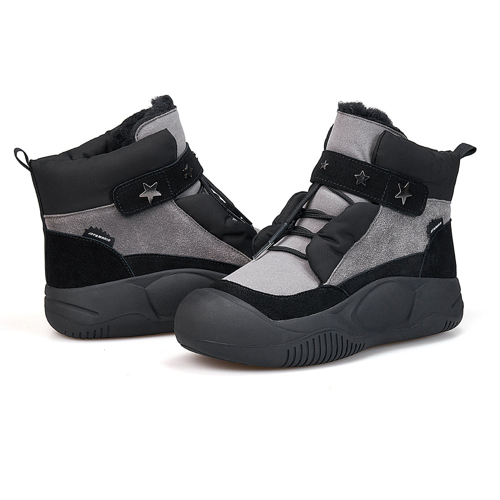 JOY&MARIO Women's Leather Slip-on Boots in Black-65937W