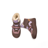 JOY&MARIO Women's Cow Suede Slip-on Snow Boots in Coffee-65751W