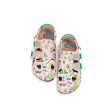 JOY&MARIO Women’s Slip-On Printed Cow Suede Birken Shoes in Pink-77256W