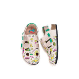 JOY&MARIO Women’s Slip-On Printed Cow Suede Birken Shoes in Pink-77256W