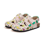 JOY&MARIO Women’s Slip-On Printed Cow Suede Birken Shoes in Pink-77256W
