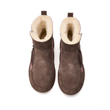 JOY&MARIO Women's Cow Suede Slip-on Snow Boots in Coffee-65753W