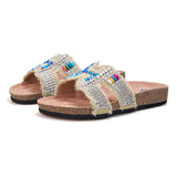 JOY&MARIO Women’s Slip-On Pearl Fabric Birken Shoes in Pink-77259W