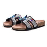 JOY&MARIO Women’s Slip-On Pearl Fabric Birken Shoes in Pink-77259W