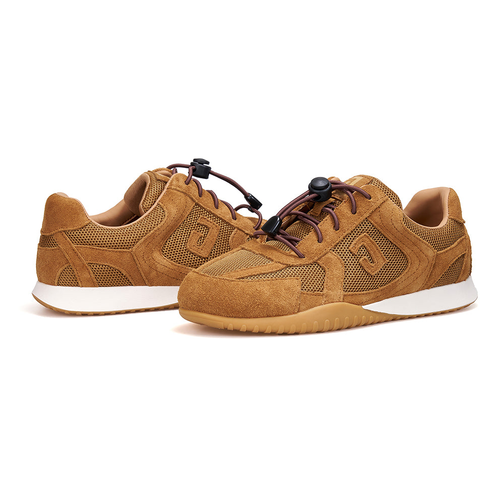 JOY&MARIO Women’s Lace-up Slip-on Cow Suede and Mesh sneaker in Camel-73129W