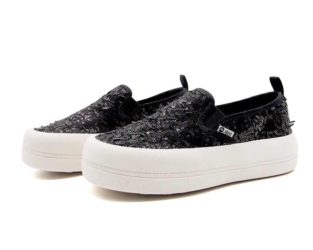 JOY&MARIO Women’s Slip-On  Sequins Mesh Platform in Grey-87928W
