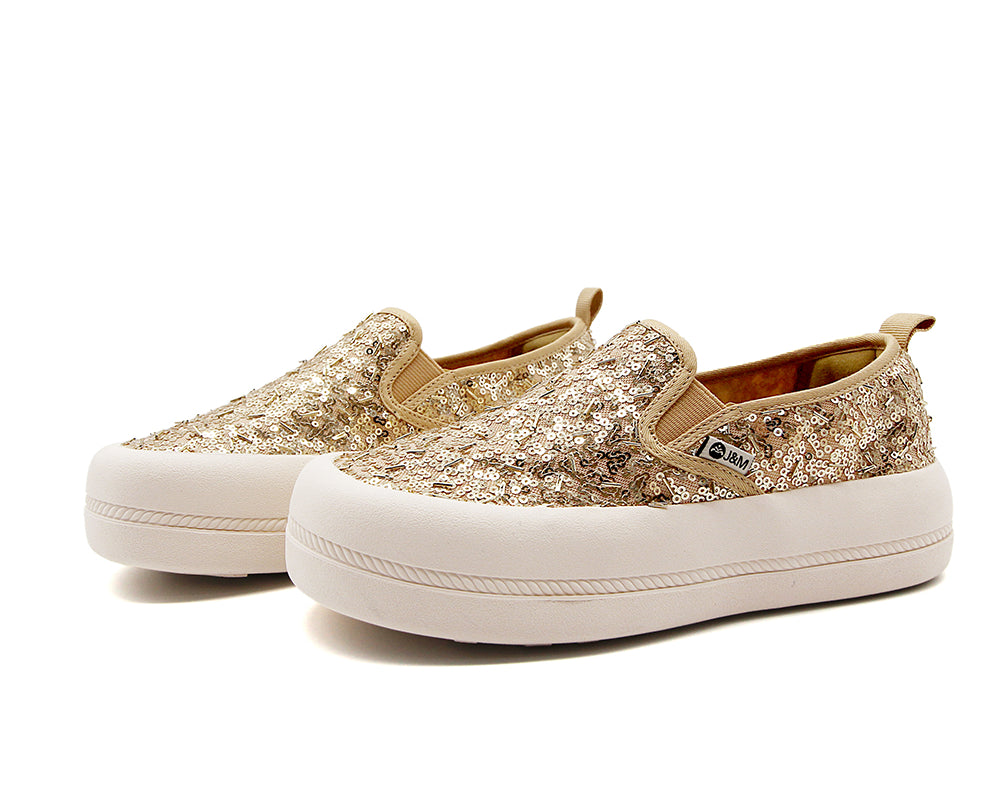 JOY&MARIO Women’s Slip-On  Sequins Mesh Platform in Grey-87928W