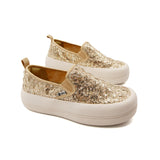 Load image into Gallery viewer, JOY&amp;MARIO Women’s Slip-On  Sequins Mesh Platform in Gold-87928W