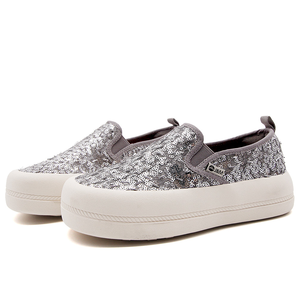 JOY&MARIO Women’s Slip-On  Sequins Mesh Platform in Grey-87928W