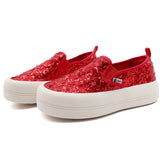 Load image into Gallery viewer, JOY&amp;MARIO Women’s Slip-On  Sequins Mesh Platform in Red-87928W