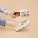 Joy&mario Women’s Slip-on Printed Mesh Platform Loafers Shoes-87936W