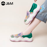 Joy&mario Women’s Slip-on Printed Mesh Platform Loafers Shoes-87978W