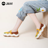 Joy&mario Women’s Slip-on Printed Mesh Platform Loafers Shoes-87978W