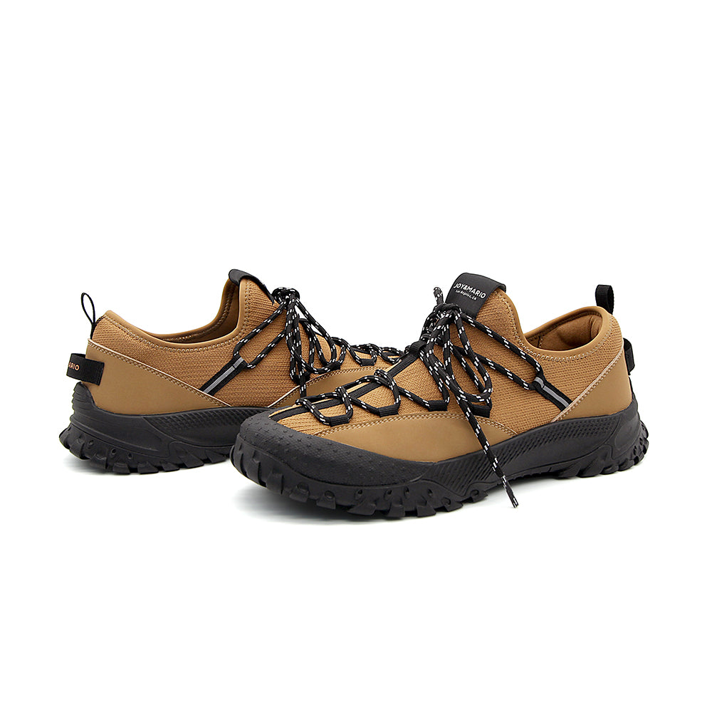 JOY&MARIO Casual Men's Weave Platform shoes in Camel-65608M