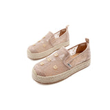 Load image into Gallery viewer, JOY&amp;MARIO Handmade Women’s Slip-On Espadrille Mesh Loafers Flats in Apricot-05713W