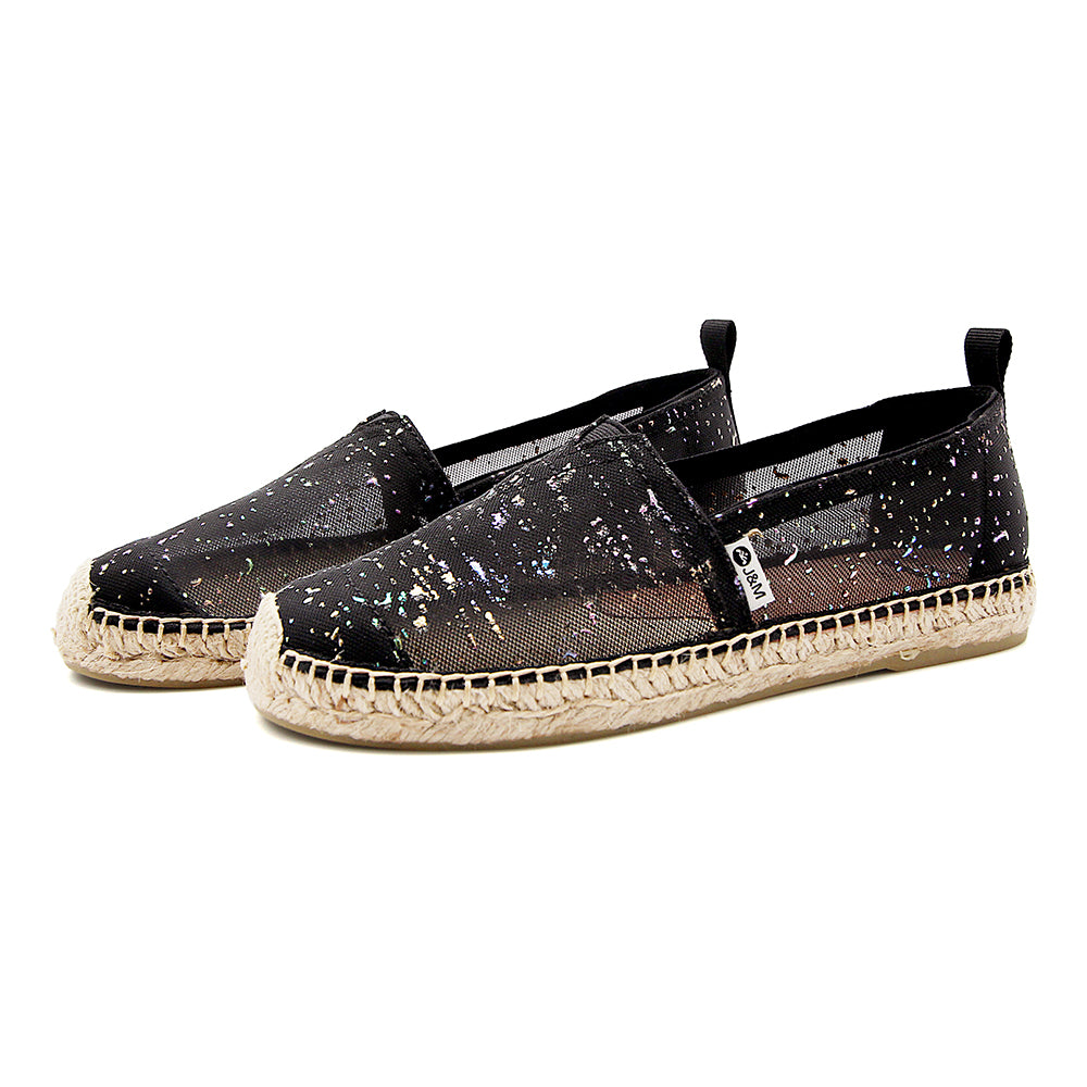 JOY&MARIO Handmade Women’s Slip-On Espadrille Mesh Loafers Flats in Black-05695W