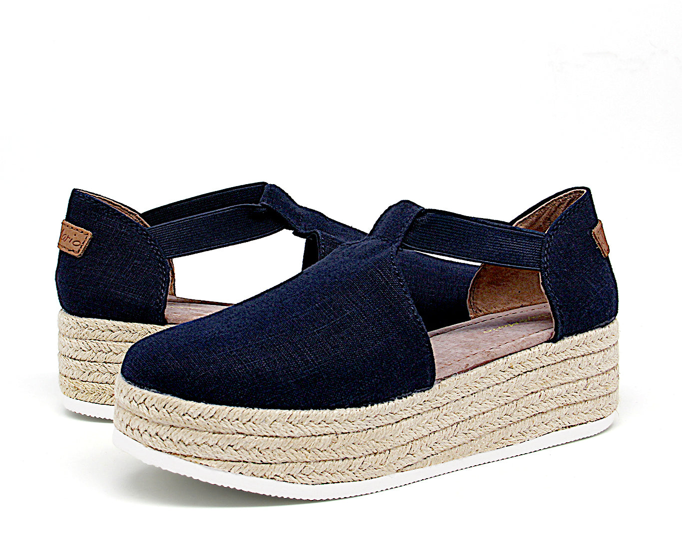 JOY&MARIO Handmade Women’s Slip-On Espadrille Linen Loafers Wedges in Black-AE006W JOYANDMARIO