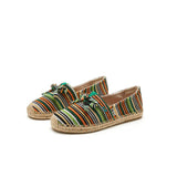 Load image into Gallery viewer, JOY&amp;MARIO Handmade Women’s Slip-On Espadrille Stripe Flats in Blue-05327W JOYANDMARIO