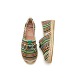 Load image into Gallery viewer, JOY&amp;MARIO Handmade Women’s Slip-On Espadrille Stripe Flats in Blue-05327W JOYANDMARIO