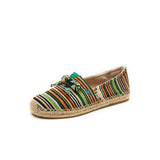 Load image into Gallery viewer, JOY&amp;MARIO Handmade Women’s Slip-On Espadrille Stripe Flats in Blue-05327W JOYANDMARIO