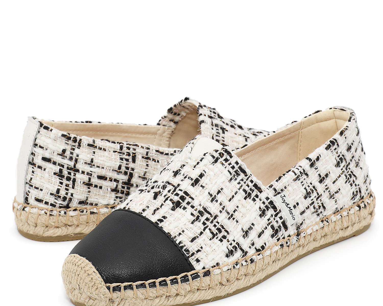 JOY&MARIO Handmade Women’s Slip-On Espadrille Tweed Loafers Flats in Navy-A01962W JOYANDMARIO