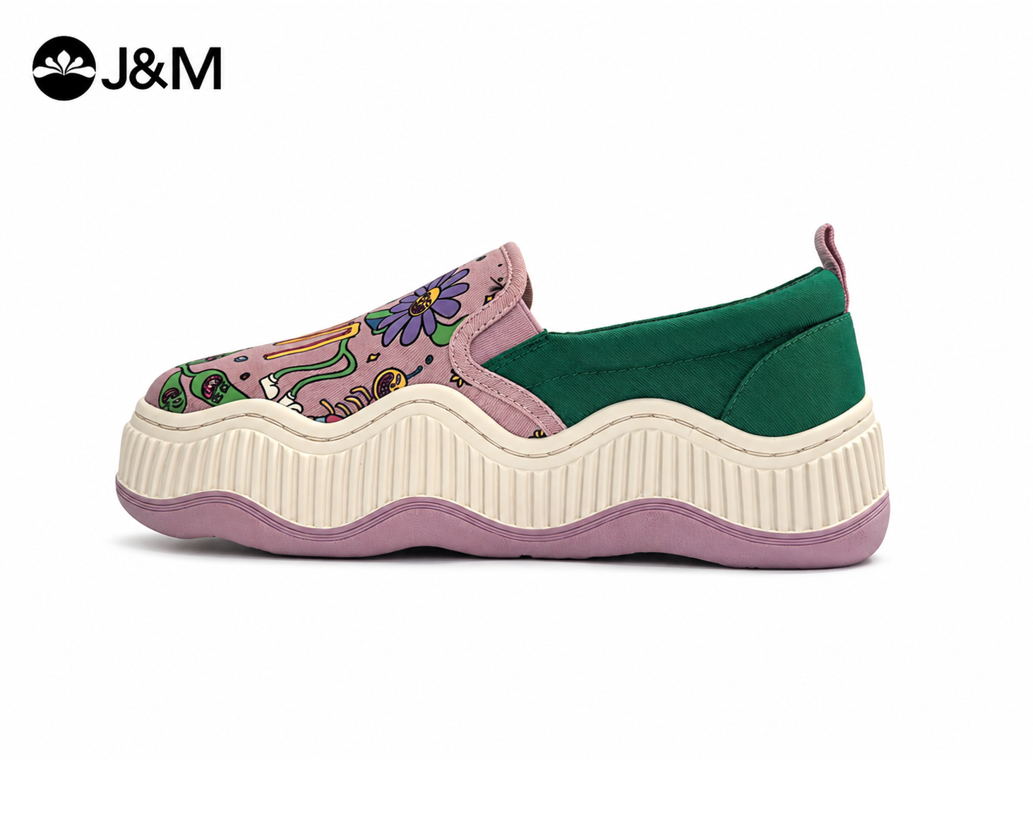 Joy&mario Women’s Slip-on Printed Mesh Platform Loafers Shoes-87978W