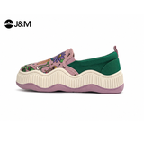 Joy&mario Women’s Slip-on Printed Mesh Platform Loafers Shoes-87978W