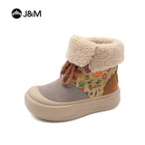 JOY&MARIO Women's Leather Slip-on Boots in Brown-65988W