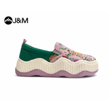Joy&mario Women’s Slip-on Printed Mesh Platform Loafers Shoes-87978W