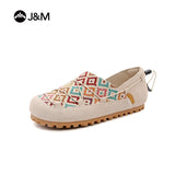 Joy&mario Women’s Slip-on Leather and Weave Loafers Sheos-77383W