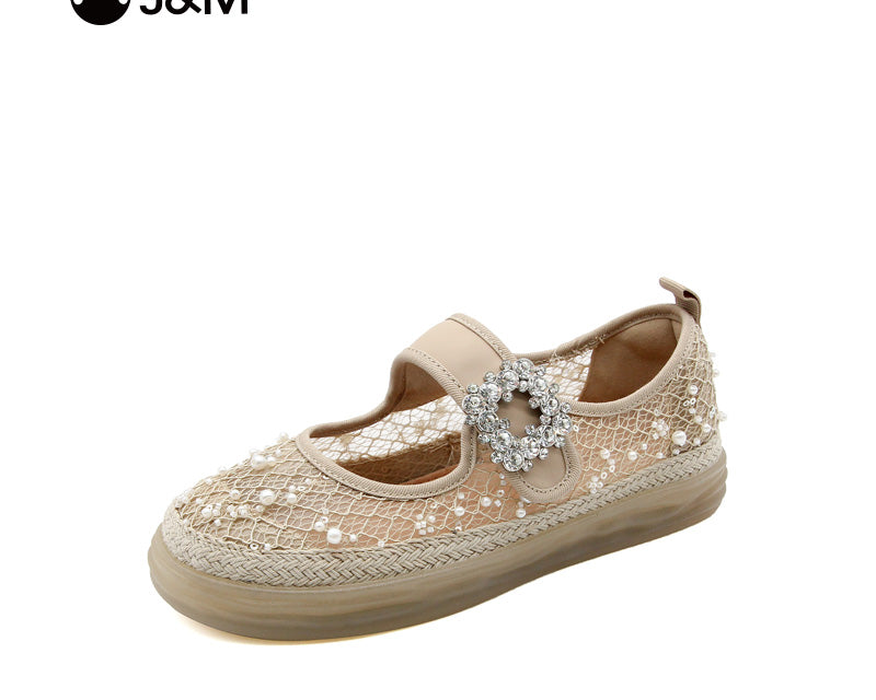 Joy&mario Women’s Slip-on Woven Mesh Loafers Shoes-66189W