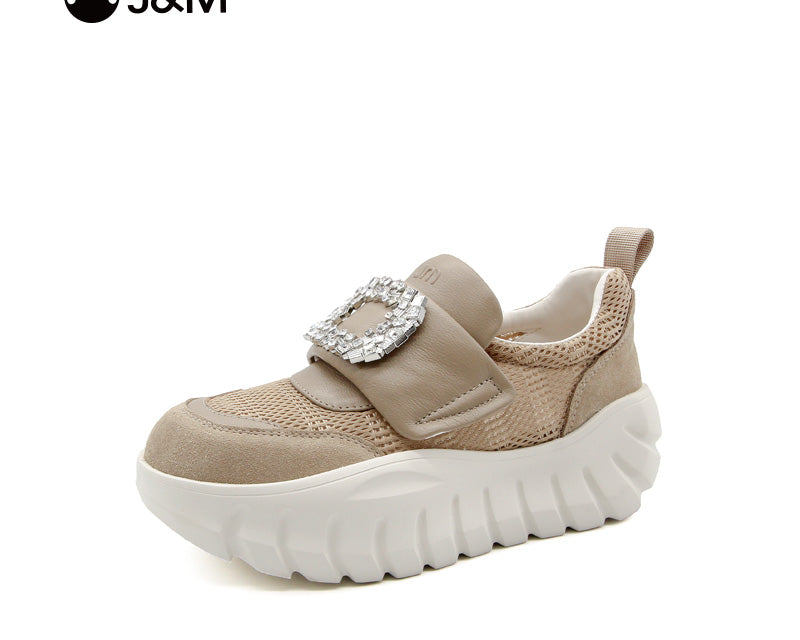 Joy&mario Women’s Slip-on  Mesh Platform Walking Shoes-22335W