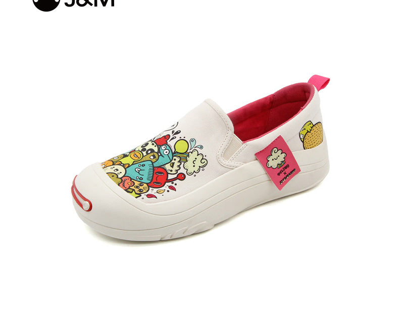 Joy&mario Women’s Slip-on Twill Printed Platform Loafers Shoes-66156W