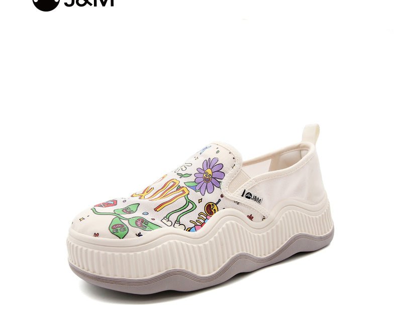 Joy&mario Women’s Slip-on Printed Mesh Platform Loafers Shoes-87936W