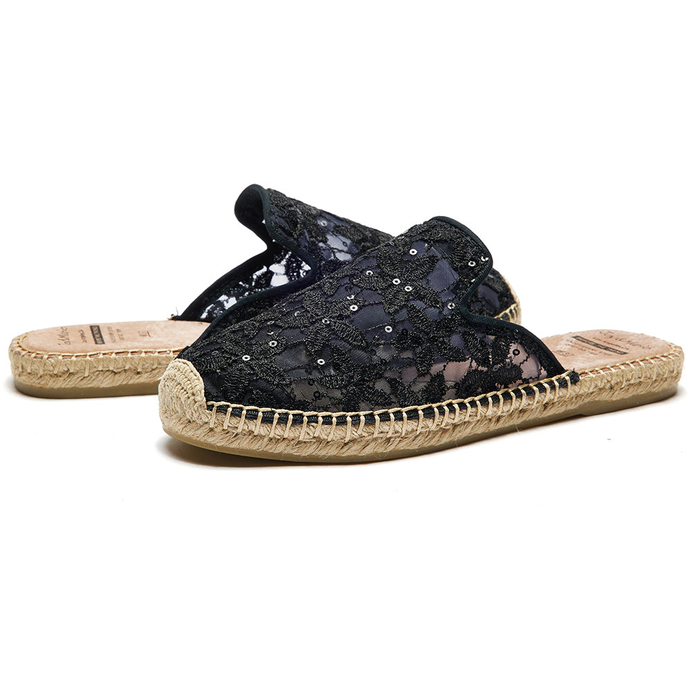 JOY&MARIO Women’s Slip-On Sequins Slipper Shoes in Black-05105W