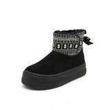 Load image into Gallery viewer, JOY&amp;MARIO Women&#39;s Cow Suede Snow Short Boots in Black-66022W