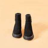 Load image into Gallery viewer, JOY&amp;MARIO Women&#39;s Cow Suede Comfortable Zipper Snow Boots 69061W Black