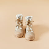 Load image into Gallery viewer, JOY&amp;MARIO Women&#39;s Cow Suede Lace-up Snow Boots in Apricot-69070W