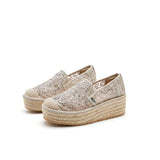 Load image into Gallery viewer, JOY&amp;MARIO Handmade Women’s Slip-On Espadrille Mesh Loafers in Ivory-86179W
