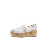 Load image into Gallery viewer, JOY&amp;MARIO Handmade Women’s Slip-On Espadrille Mesh Loafers in Beige-86178W