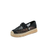 Load image into Gallery viewer, JOY&amp;MARIO Handmade Women’s Slip-On Espadrille Mesh Loafers in Black-57372W