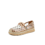 Load image into Gallery viewer, JOY&amp;MARIO Handmade Women’s Slip-On Espadrille Mesh Loafers in Apricot-57372W