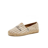 Load image into Gallery viewer, JOY&amp;MARIO Handmade Women’s Slip-On Espadrille Stripe Loafers Flats Shoes 05325W Apricot